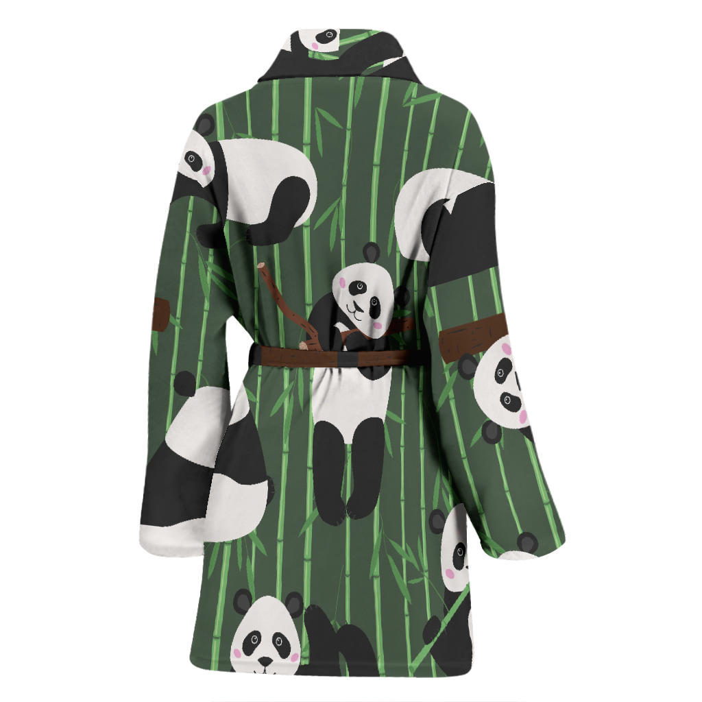 Panda Pattern Print Design A04 Women Bathrobe