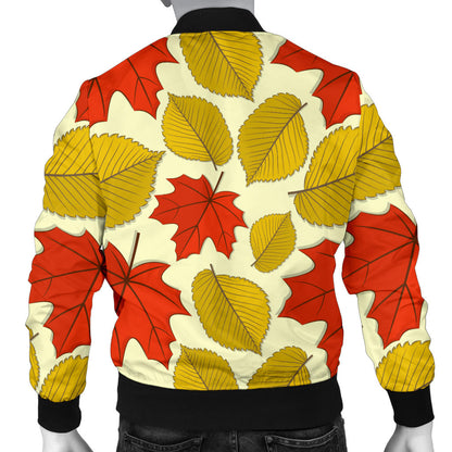 Elm Maple Leave Print Pattern Men Bomber Jacket