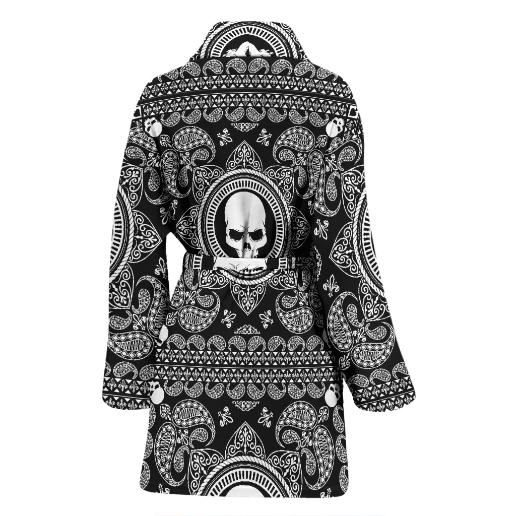 Bandana Skull Print Design LKS303 Women Bathrobe