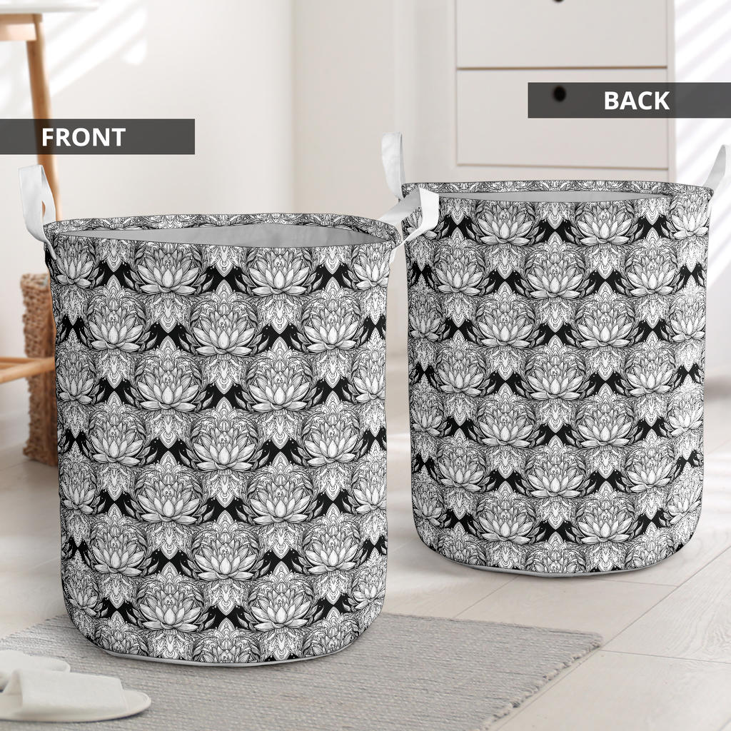 Lotus Mandala Print Pattern Laundry Basket