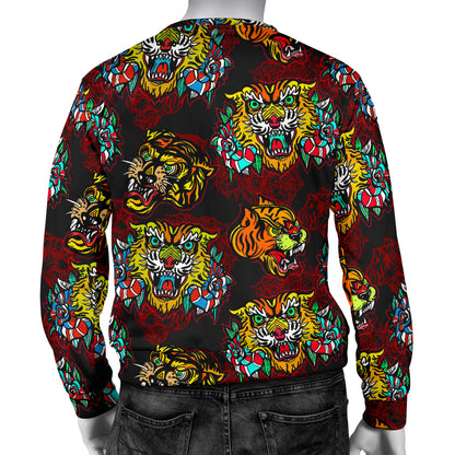 Tattoo Tiger Colorful Design Men Long Sleeve Sweatshirt