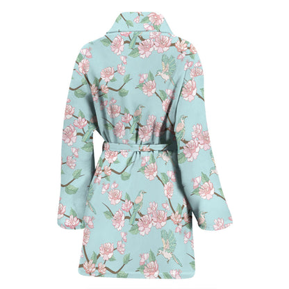 Cherry Blossom Pattern Print Design 02 Women Bathrobe