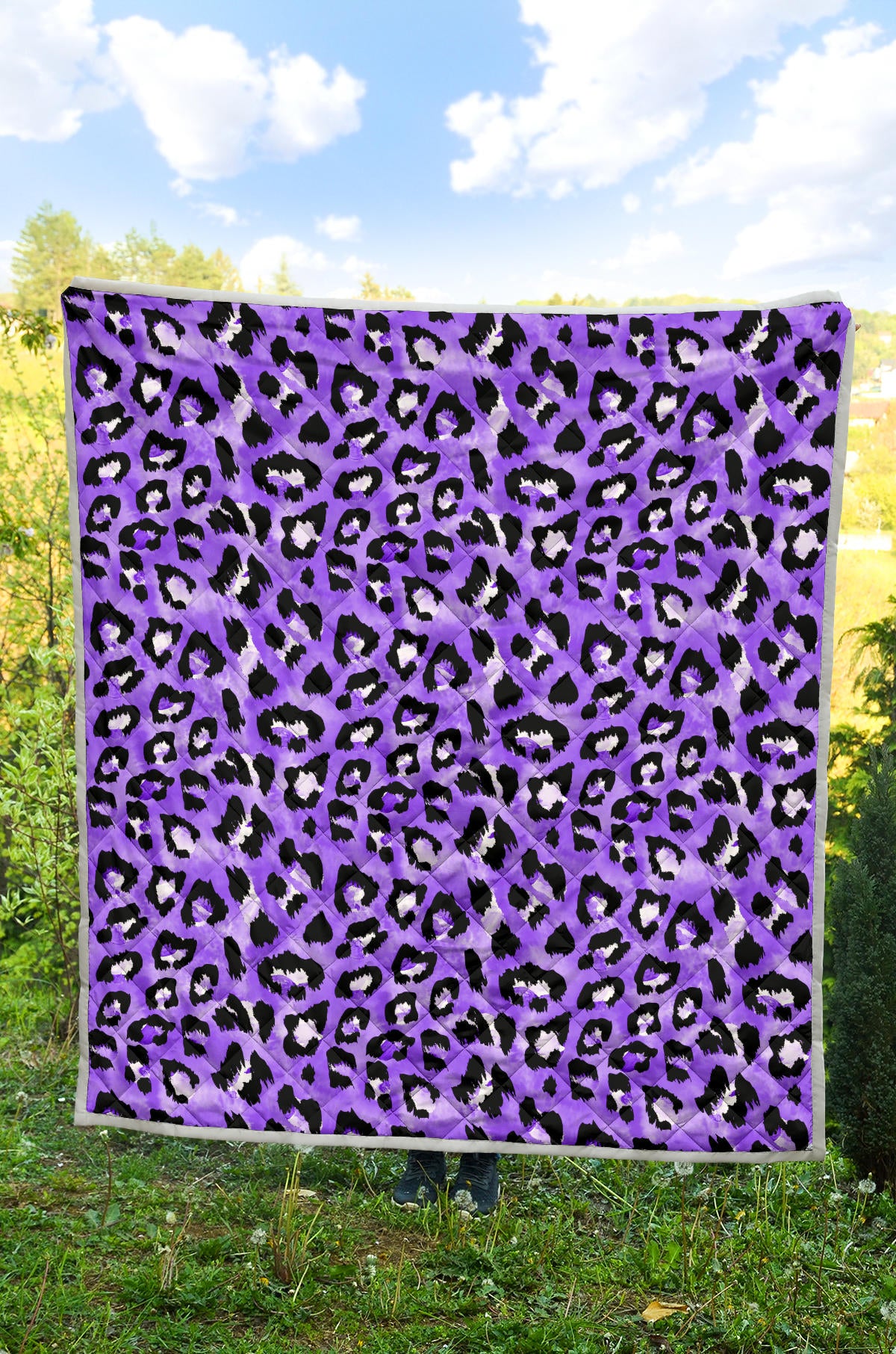 Leopard Purple Skin Print Quilt Bedspread