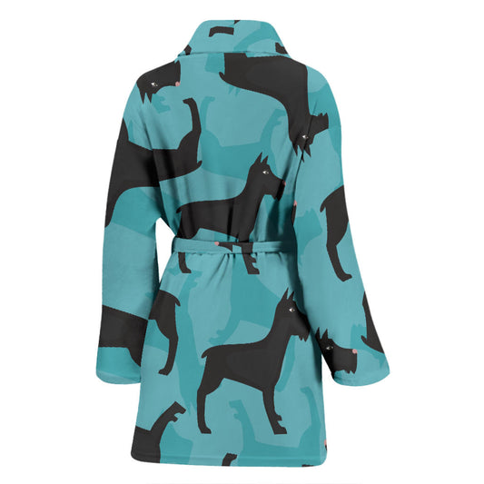 Schnauzers Pattern Print Design A01 Women Bathrobe