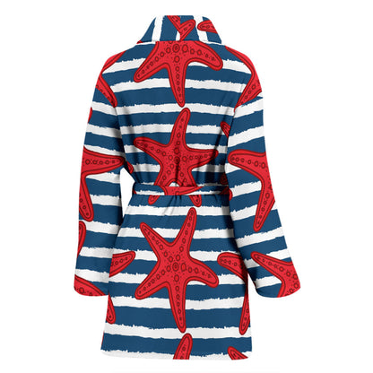 Starfish Red Pattern Print Design 02 Women Bathrobe