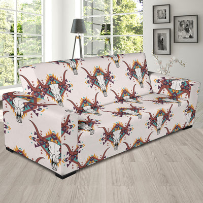 Buffalo Head Pattern Print Design 02 Sofa Slipcover