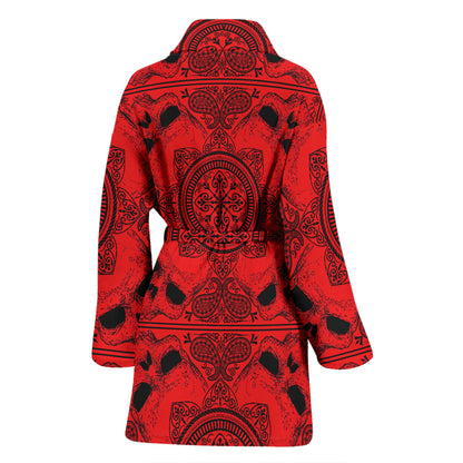 Bandana Red Print Design LKS304 Women Bathrobe