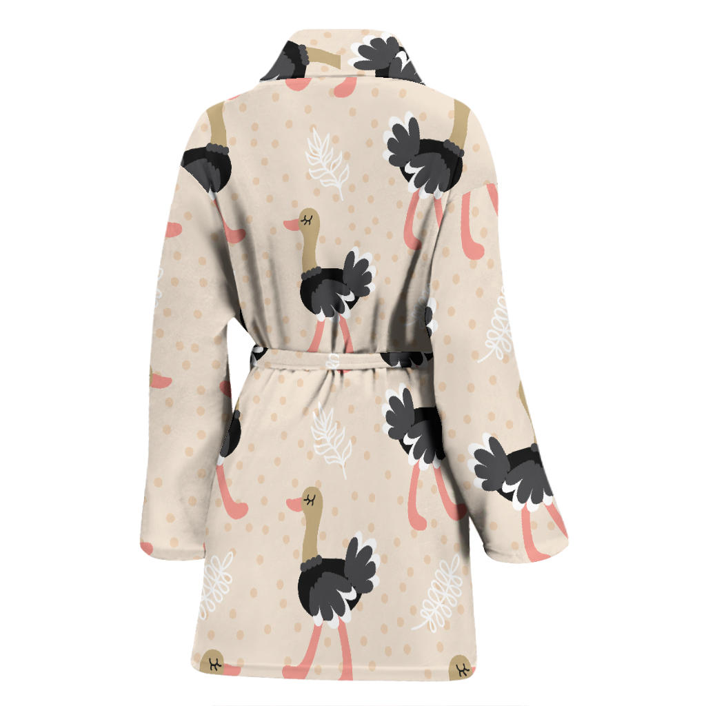 Ostrich Pattern Print Design 02 Women Bathrobe