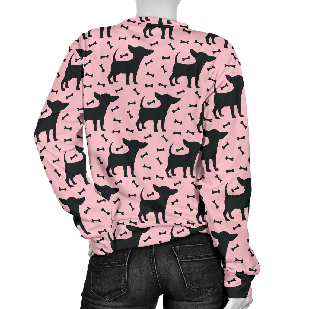 Chihuahua Pink Print Pattern Women Long Sleeve Sweatshirt