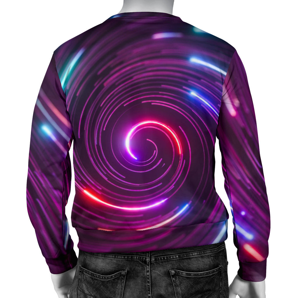 Vortex Twist Swirl Purple Neon Print Men Long Sleeve Sweatshirt