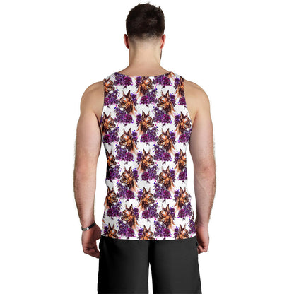 Chihuahua Purple Floral Men Tank Top