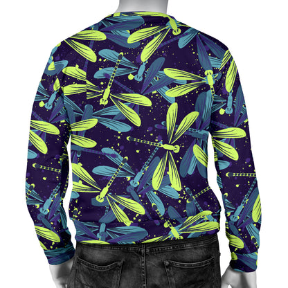 Dragonfly Lime Blue Print Pattern Men Long Sleeve Sweatshirt
