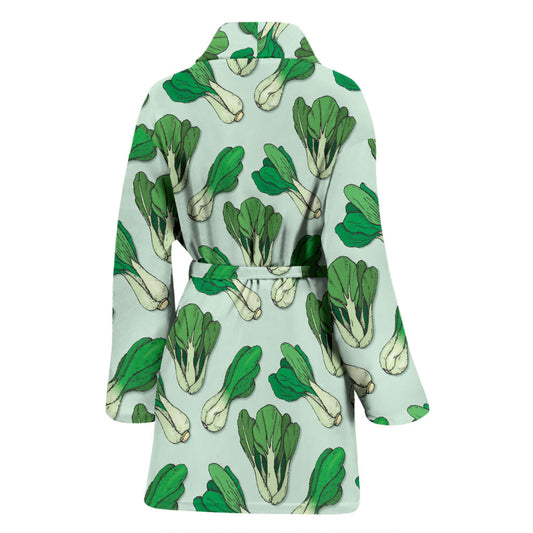 Bok Choy Pattern Print Design 01 Women Bathrobe