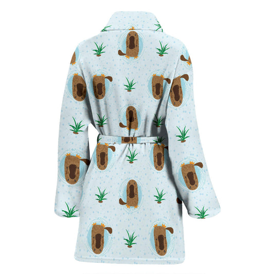 Platypus Pattern Print Design A04 Women Bathrobe