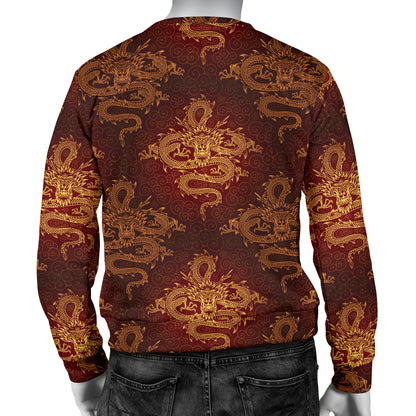 Chinese Dragons Gold Design Men Long Sleeve Sweatshirt