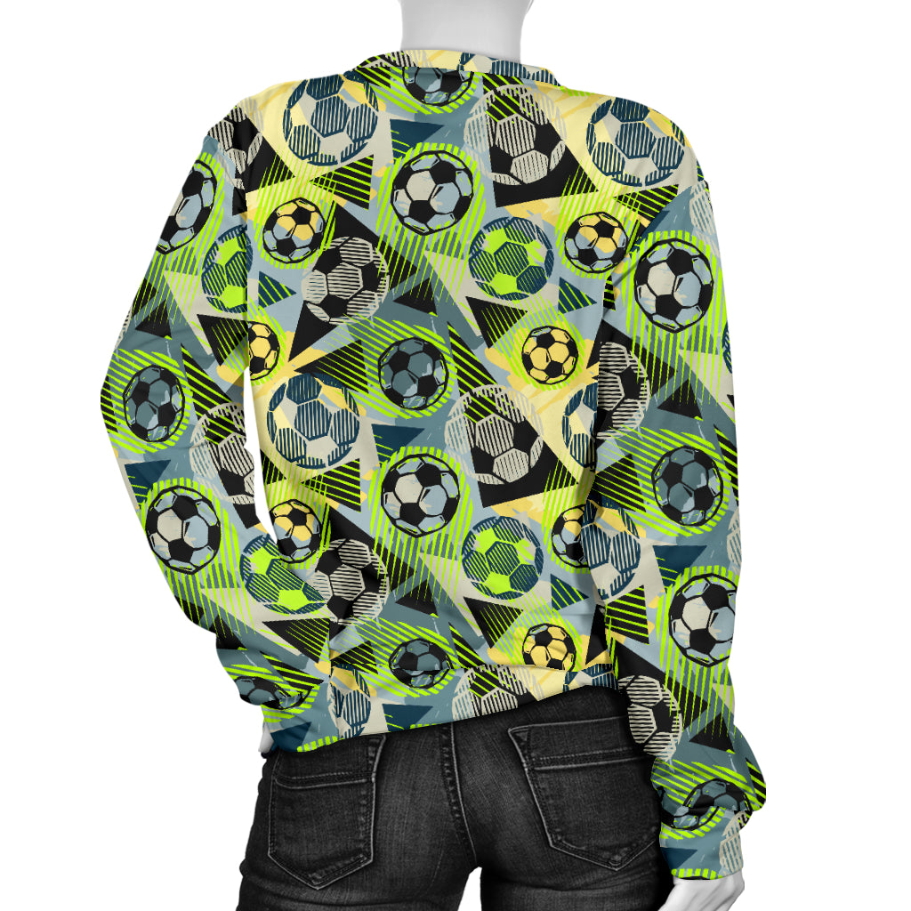 Soccer Ball Themed Print Pattern Women Long Sleeve Sweatshirt
