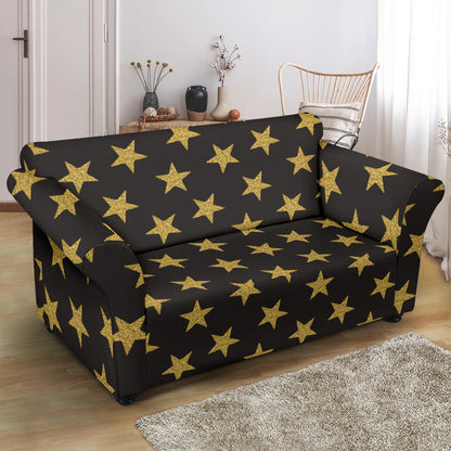 Star Gold Print Design LKS302 Loveseat Couch Slipcover
