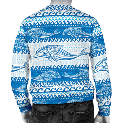 Dolphin Tribal Print Pattern Men Long Sleeve Sweatshirt