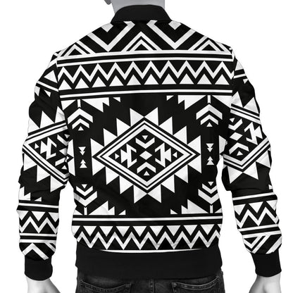 Aztec Black White Print Pattern Men Bomber Jacket