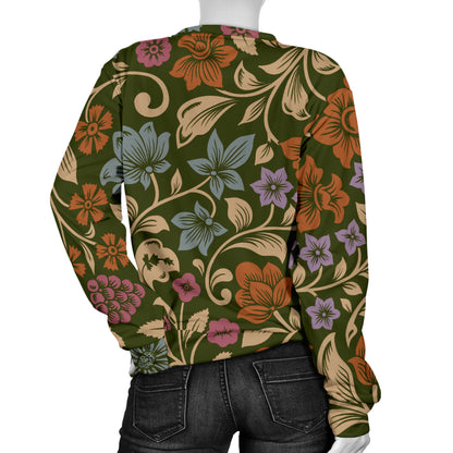 Floral Vintage Print Pattern Women Long Sleeve Sweatshirt