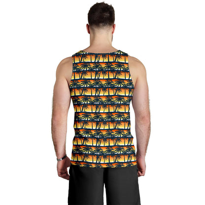Palm Tree Sunset Design Print Men Tank Top