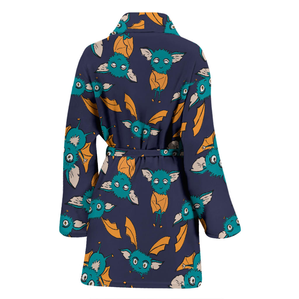 Bat Pattern Print Design 07 Women Bathrobe