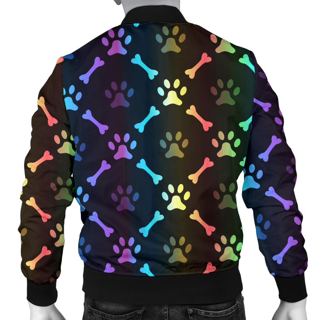 Paw Rainbow Print Men Bomber Jacket