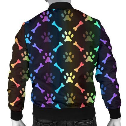 Paw Rainbow Print Men Bomber Jacket