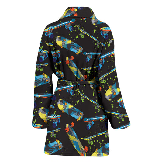 Skateboard Print Design LKS305 Women Bathrobe