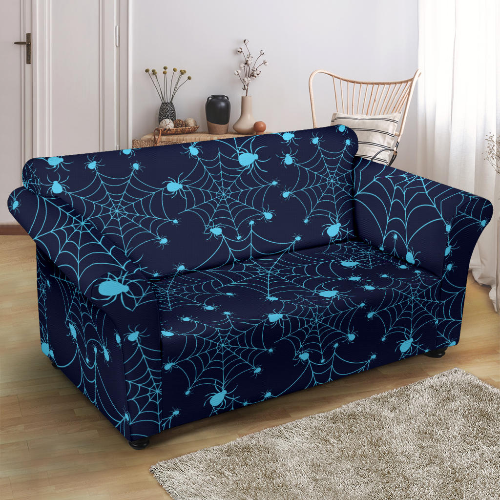 Spider Web Blue Print Design LKS304 Loveseat Couch Slipcover