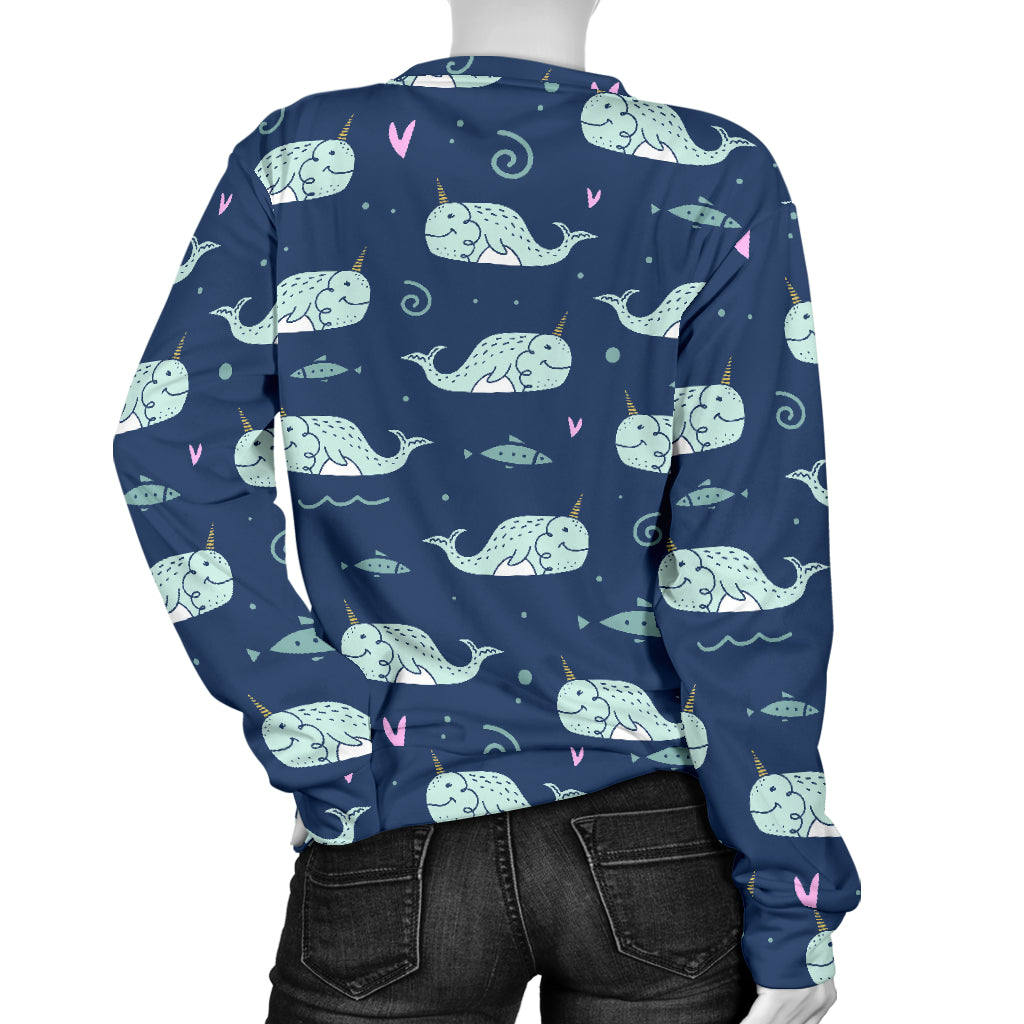 Narwhal Design Print Women Long Sleeve Sweatshirt