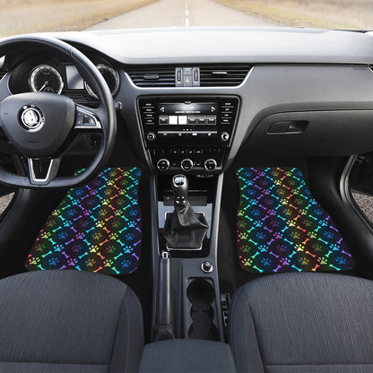 Paw Rainbow Print Car Floor Mats Front Back