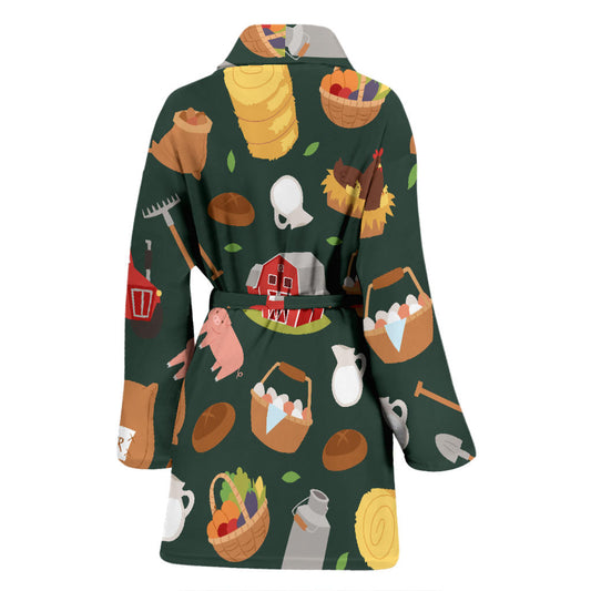 Agricultural Farm Print Design 02 Women Bathrobe