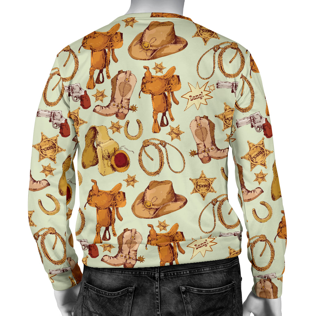 Western Cowboy Design Pattern Men Long Sleeve Sweatshirt