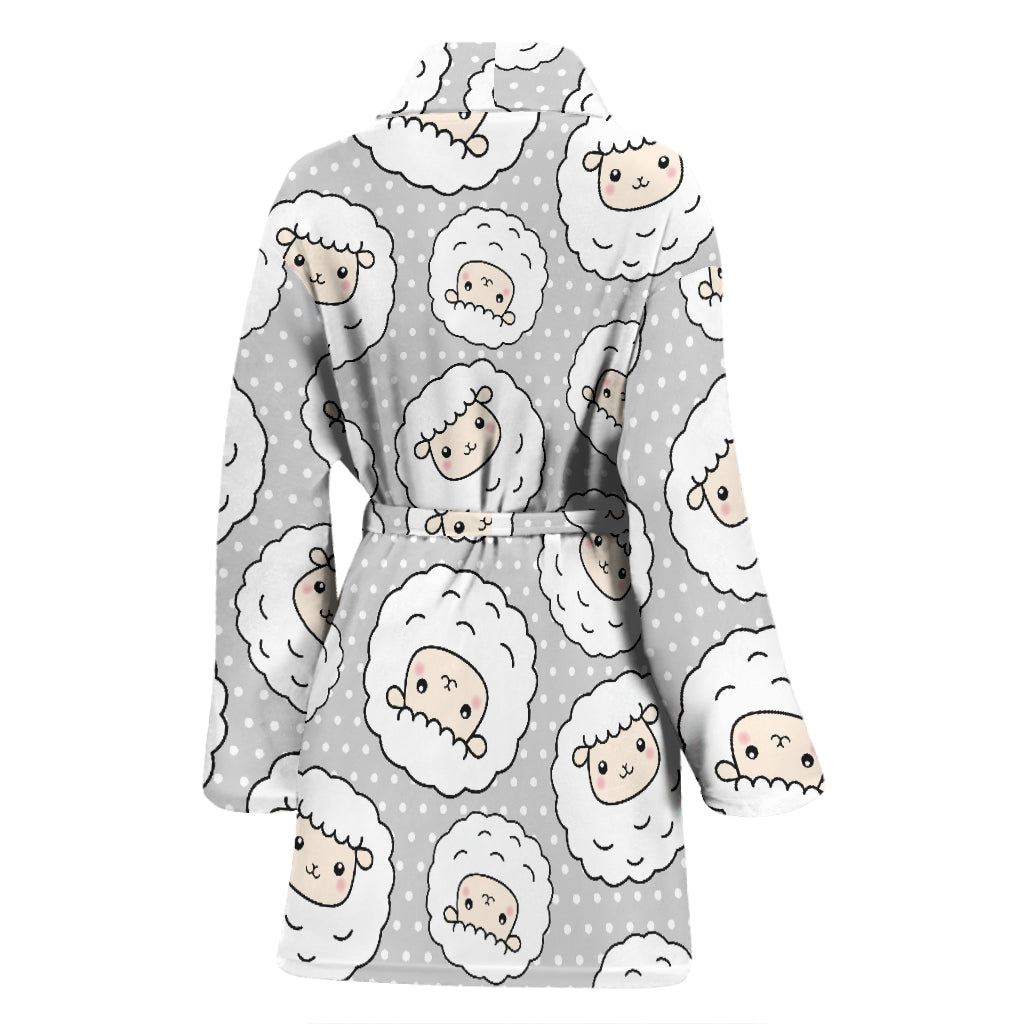 Sheep Print Design LKS401 Women Bathrobe