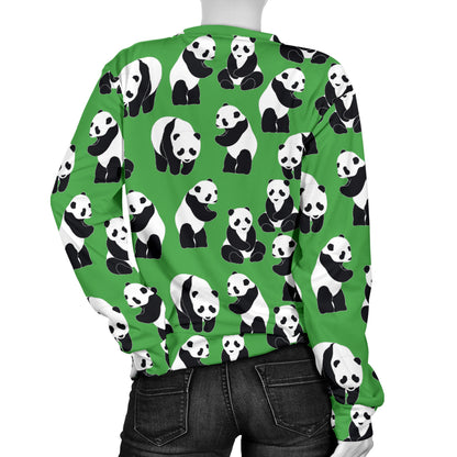Panda Bear Pattern Themed Print Women Long Sleeve Sweatshirt