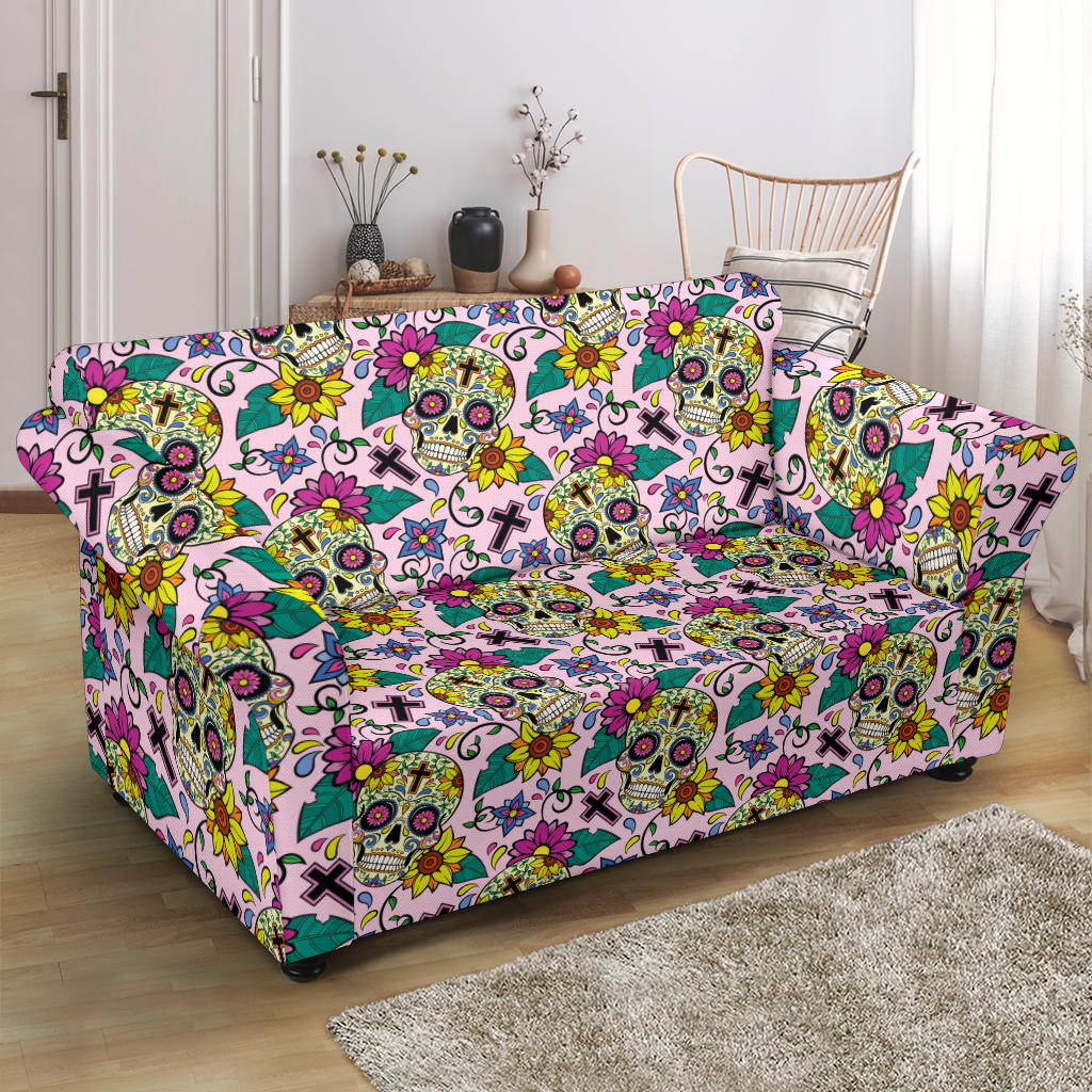Sugar Skull Print Design LKS307 Loveseat Couch Slipcover