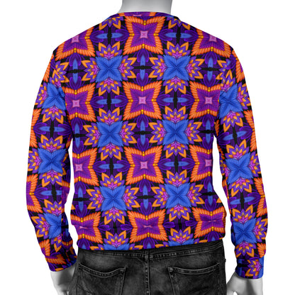 kaleidoscope Purple Orange Print Design Men Long Sleeve Sweatshirt