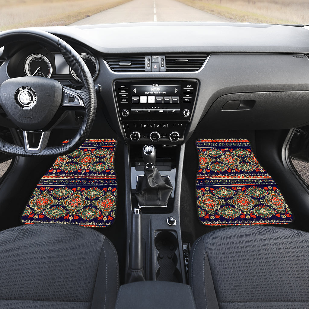 Ethnic Geometric Print Pattern Car Floor Mats Front Back