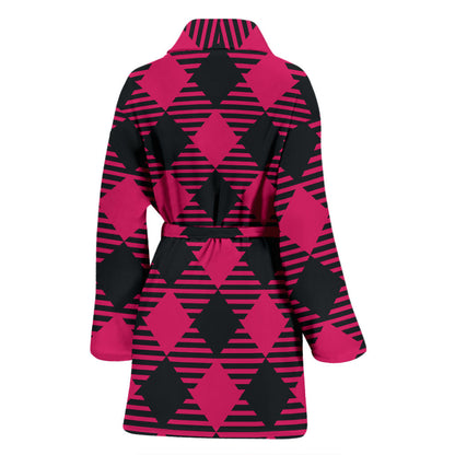 Buffalo check Pink Pattern Print Design 01 Women Bathrobe