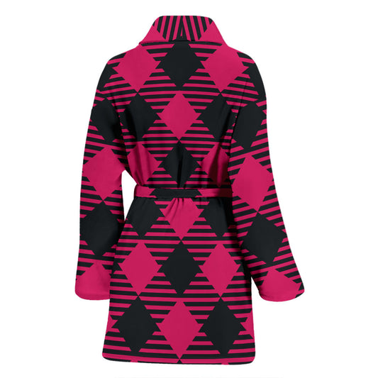 Buffalo check Pink Pattern Print Design 01 Women Bathrobe