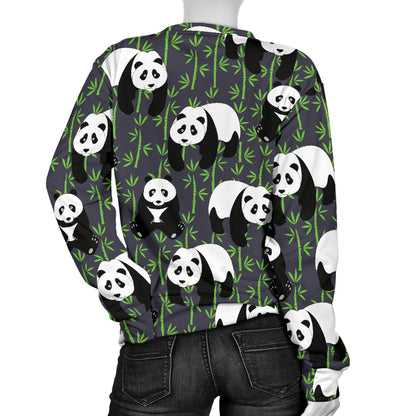 Panda Bear Bamboo Themed Print Women Long Sleeve Sweatshirt