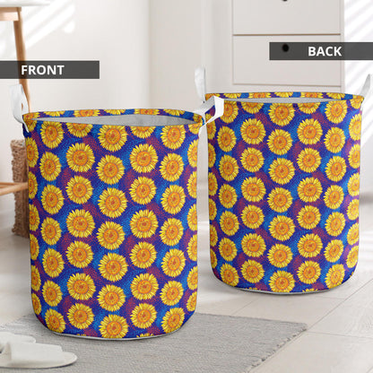 Sunflower Hand Drawn Style Print Laundry Basket