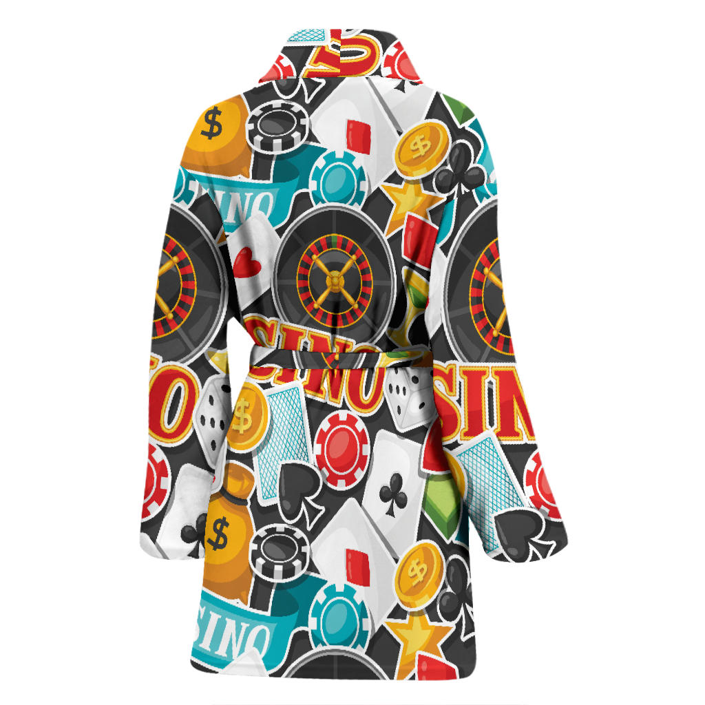 Casino Pattern Print Design 03 Women Bathrobe