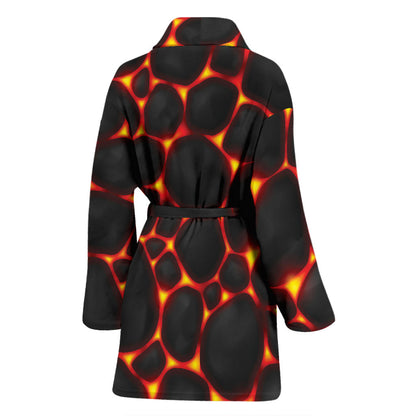 Lava Pattern Print Design 01 Women Bathrobe