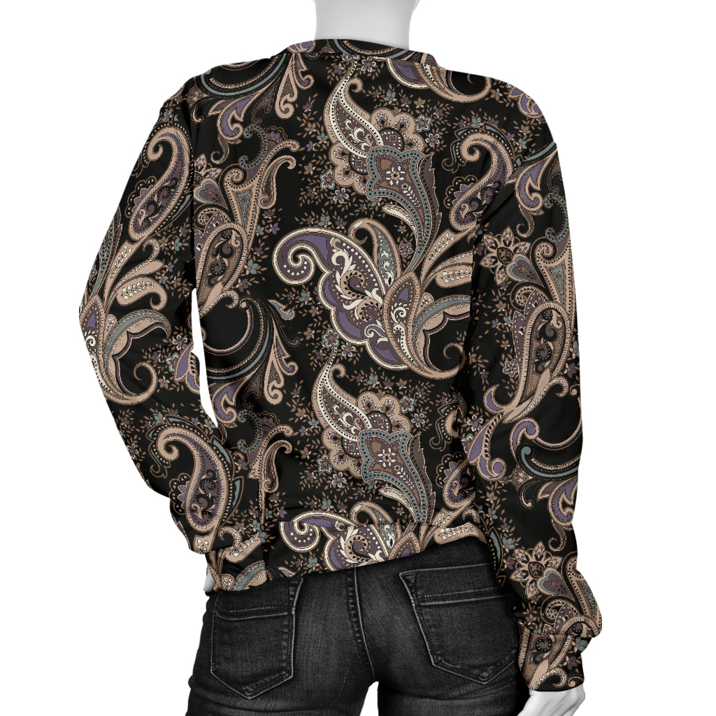 Paisley Mandala Design Print Women Long Sleeve Sweatshirt