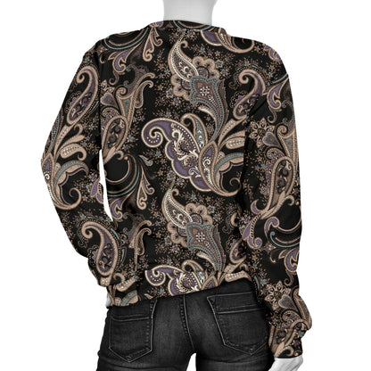 Paisley Mandala Design Print Women Long Sleeve Sweatshirt
