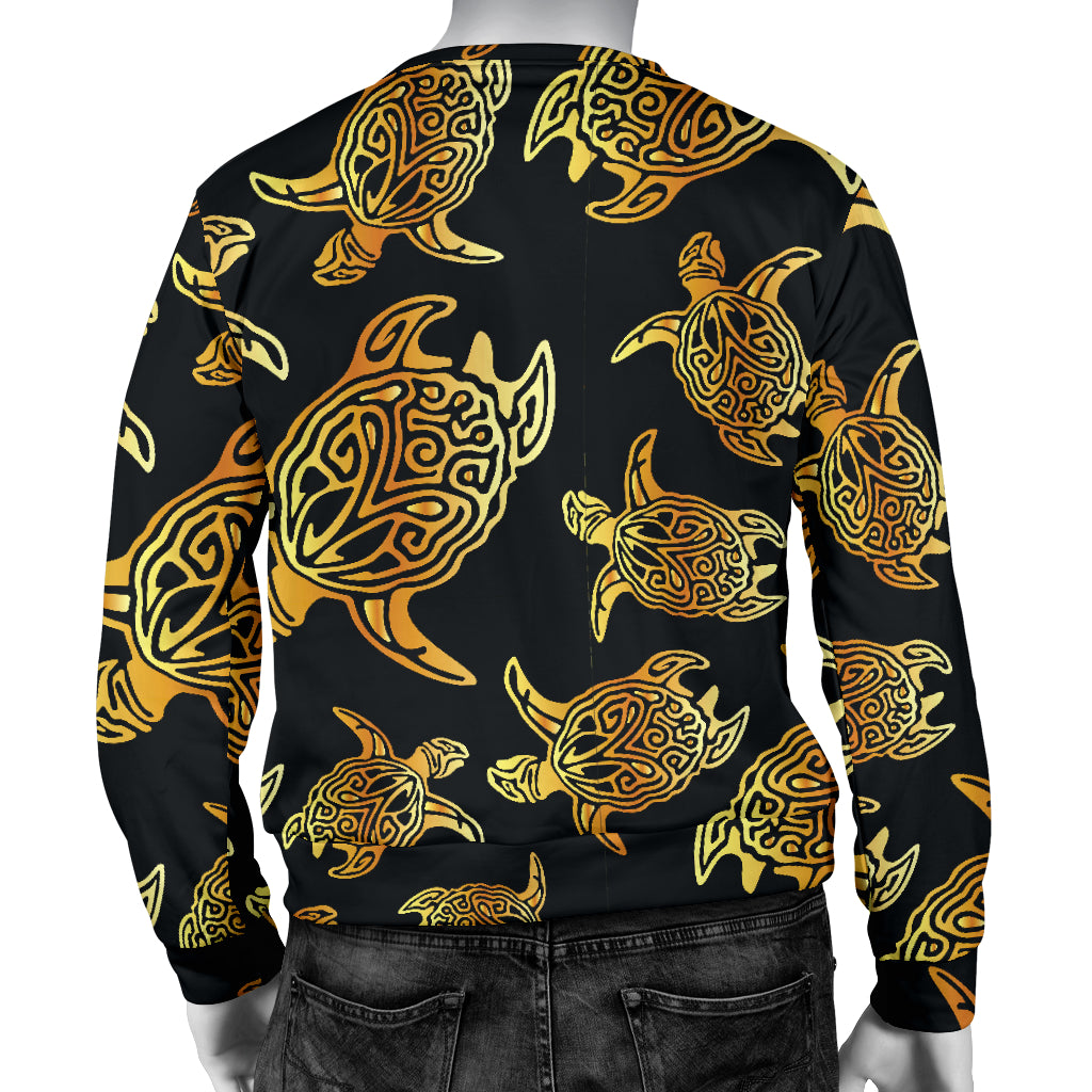 Gold Tribal Turtle Polynesian Themed Men Long Sleeve Sweatshirt