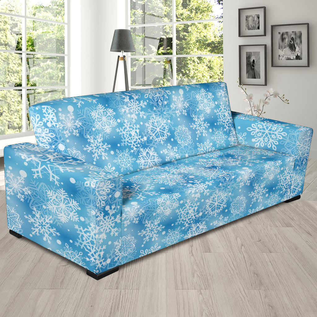 Snowflake Blue Print Design LKS301 Sofa Slipcover