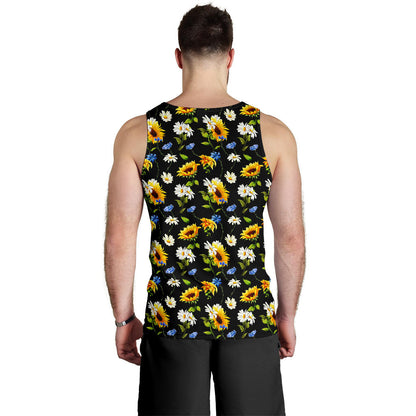 Sunflower Chamomile Bright Color Print  Men Tank Top